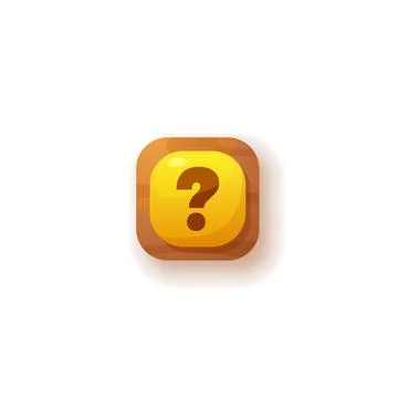 Button with question mark, ask faq, help support options icon, yellow square Stock Illustration