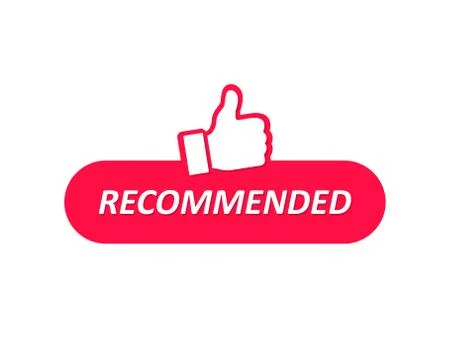 Button recommended with thumb up. Vector EPS 10 Stock Illustration