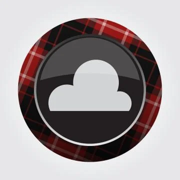 Button with red, black tartan - cloud, cloudy icon Stock Illustration