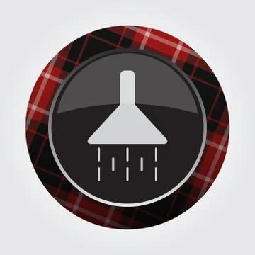 Button with red, black tartan - shower icon Stock Illustration