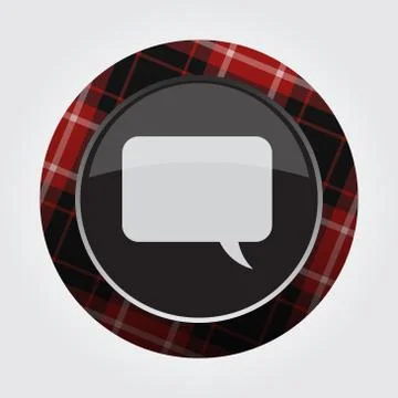 Button red, black tartan - two speech bubbles Illustrazione stock