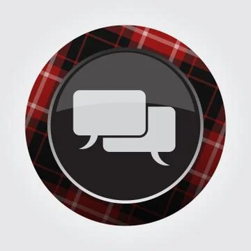 Button red, black tartan - two speech bubbles Stock Illustration