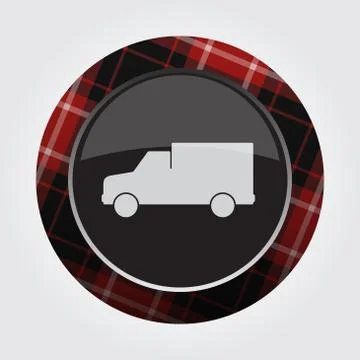 Button with red, black tartan - van car icon Stock Illustration