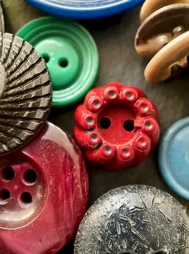 Button: red, green, blue, Multi-colored, antique, vintage, sewing buttons Stock Photos