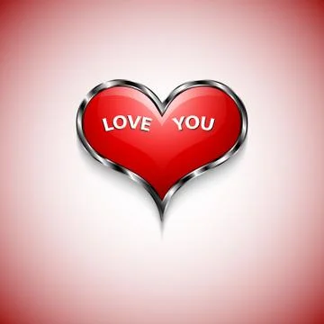 Button of red heart with text LOVE YOU Stock Illustration