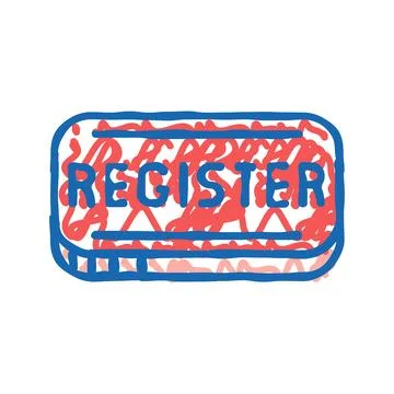 Button registration icon doodle illustration Illustrazione stock