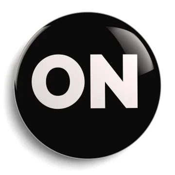 On Button Round Black Icon Stock Illustration