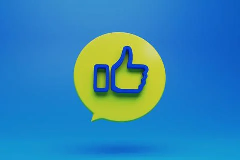 Like button in a round dialog box on blue background Stock Illustration
