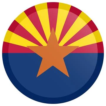 Button Round Vector Flag of Arizona, USA, Isolated on White Background Stock Illustration