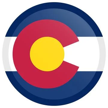 Button Round Vector Flag of Colorado, USA, Isolated on White Background Stock Illustration