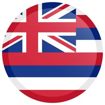 Button Round Vector Flag of Hawaii, USA, Isolated on Transparent Background Stock Illustration