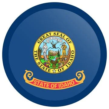 Button Round Vector Flag of Idaho, USA, Isolated on Transparent Background Stock-Illustration