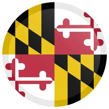 Button Round Vector Flag of Maryland, USA, Isolated on Transparent Background Stock Illustration