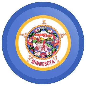 Button Round Vector Flag of Minnesota, USA, Isolated on Transparent Background Stock Illustration