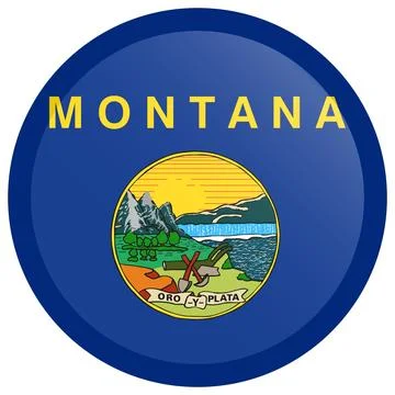 Button Round Vector Flag of Montana, USA, Isolated on White Background Stock Illustration