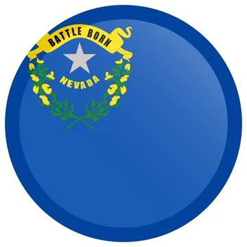 Button Round Vector Flag of Nevada, USA, Isolated on White Background Stock-Illustration