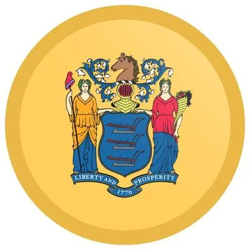 Button Round Vector Flag of New Jersey, USA, Isolated on White Background Stock-Illustration