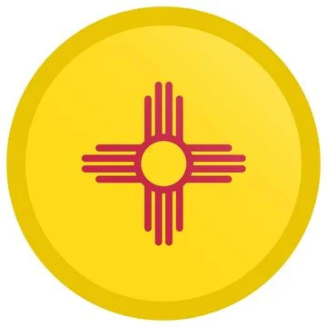 Button Round Vector Flag of New Mexico, USA, Isolated on White Background Stock Illustration