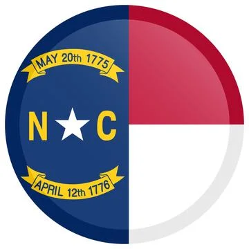 Button Round Vector Flag of North Carolina, USA, Isolated on White Background Stock-Illustration