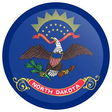 Button Round Vector Flag of North Dakota, USA, Isolated on White Background Stock Illustration