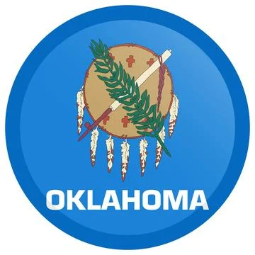 Button Round Vector Flag of Oklahoma, USA, Isolated on White Background Stock Illustration