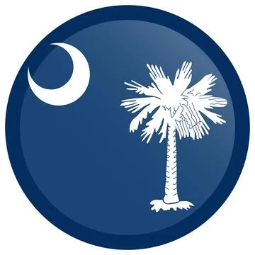Button Round Vector Flag of South Carolina, USA, Isolated on White Background Stock Illustration