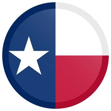 Button Round Vector Flag of Texas, USA, Isolated on White Background Stock-Illustration