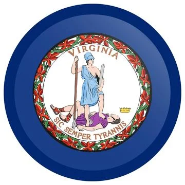 Button Round Vector Flag of Virginia, USA, Isolated on White Background Stock-Illustration