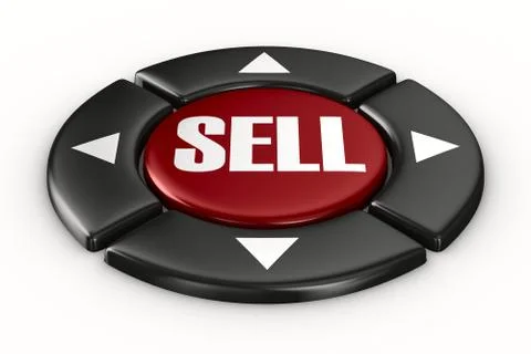 Button sell on white background. Isolated 3D image Stock Illustration