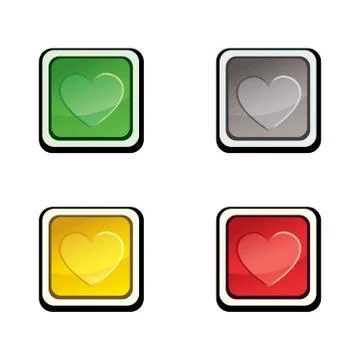 Button set. Icon design elements with love heart. Stock Illustration