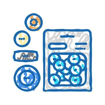 Button set icon doodle illustration Stock Illustration