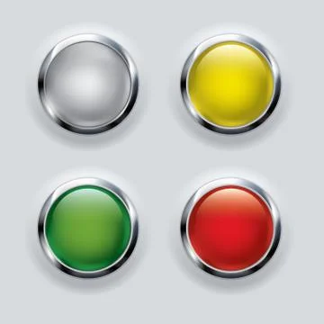 Button set with metallic elements on gray background Stock Illustration