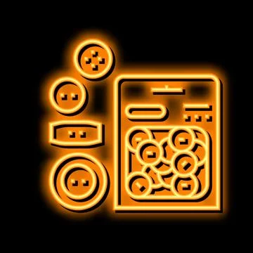 Button set neon glow icon illustration Stock Illustration