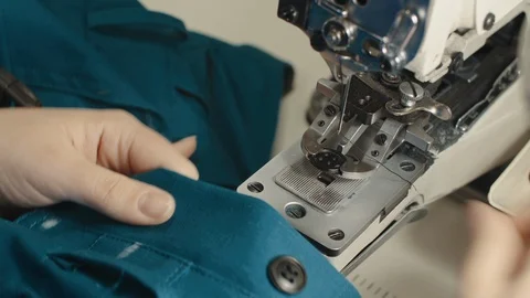 Button sewing machine at work Video stock 118118490