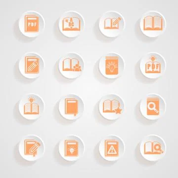 Button shadows book icons Stock Illustration