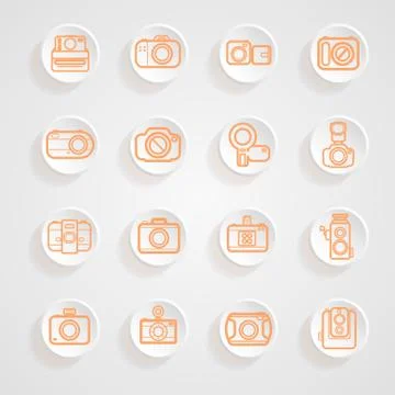 Button shadows camera icons set Stock Illustration