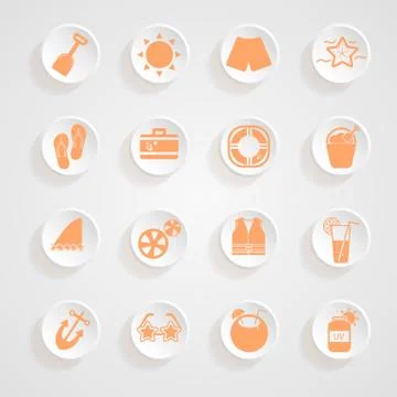 Button shadows vacation icons Stock Illustration