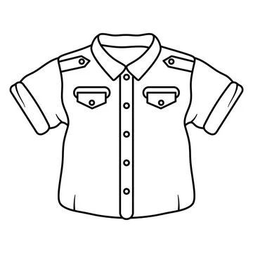 Button-Up Shirt Outline Vector Illustration Stock Illustration