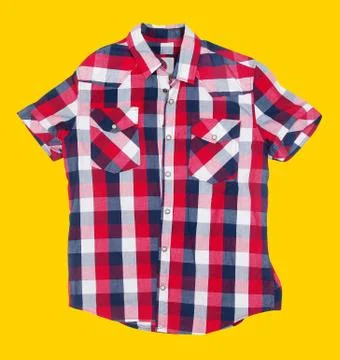 Button shirt on yellow background Stock Photos