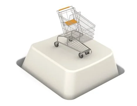 Button with Shopping Cart Stock Illustration