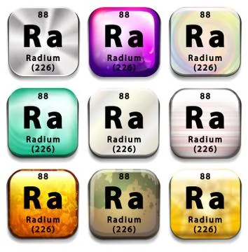 A button showing the element Radium Stock Illustration