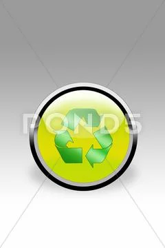 Button showing recycling sign, close up Stock Illustration