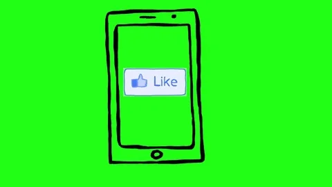 Like Button on Smartphone Green Screen Scribble Animation Doodle Cartoon 4K Stock Footage 72442362