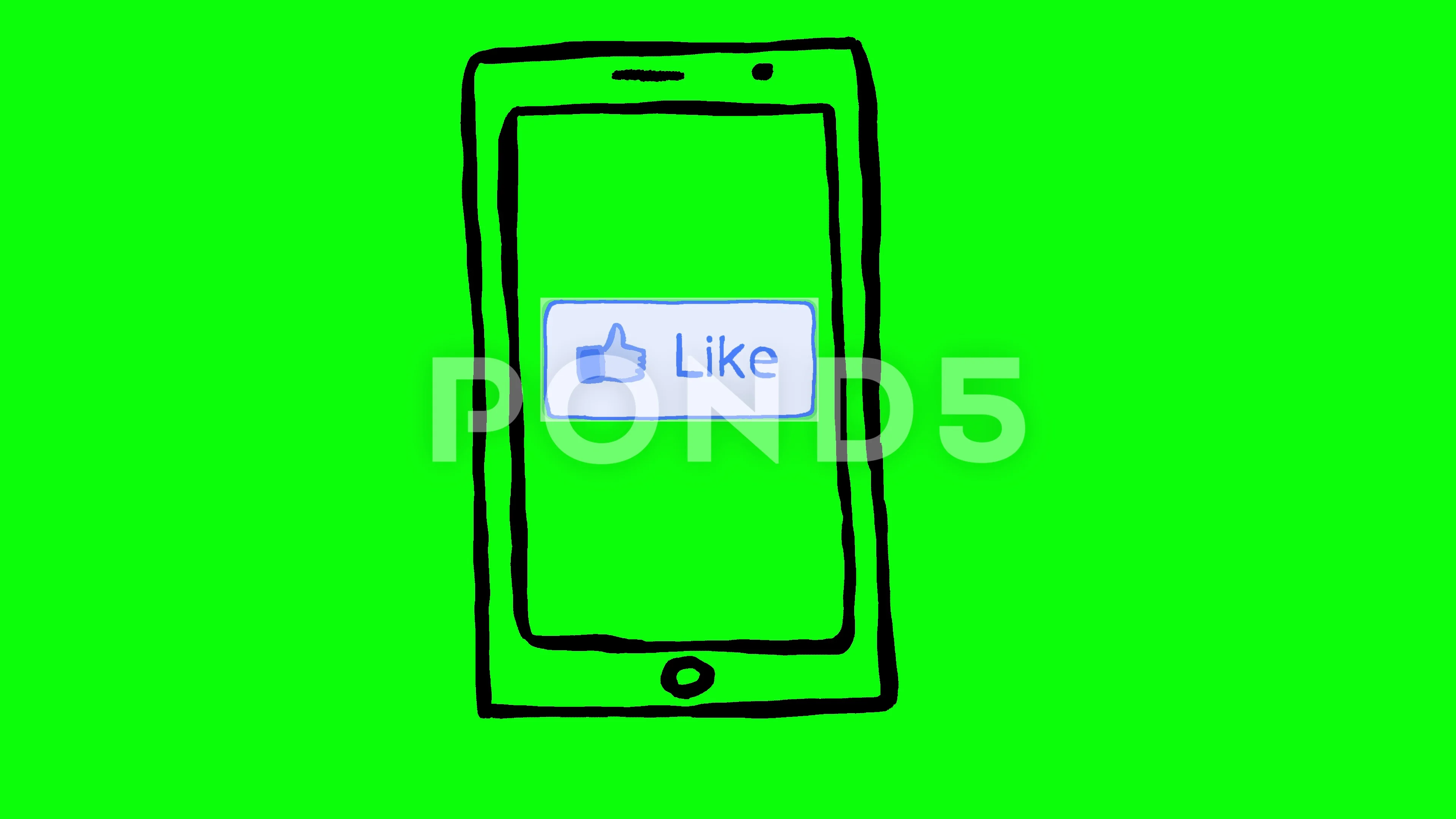 Like Button On Smartphone Green Screen Scribble Animation Doodle