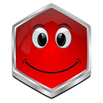 Button with smiling face - 3D illustration Stock Illustration