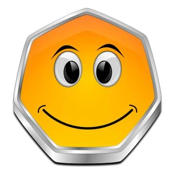 Button with smiling face - 3D illustration Illustrazione stock