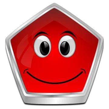 Button with smiling face - 3D illustration Stock Illustration