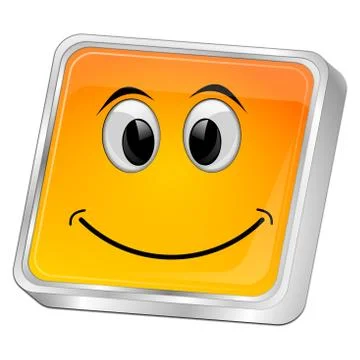 Button with smiling face - 3D illustration Stock Illustration