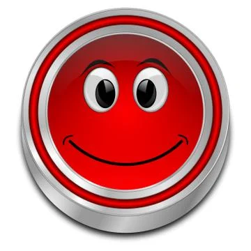 Button with smiling face - 3D illustration Stock Illustration