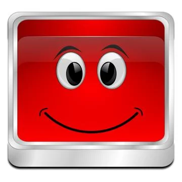 Button with smiling face - 3D illustration Stock Illustration